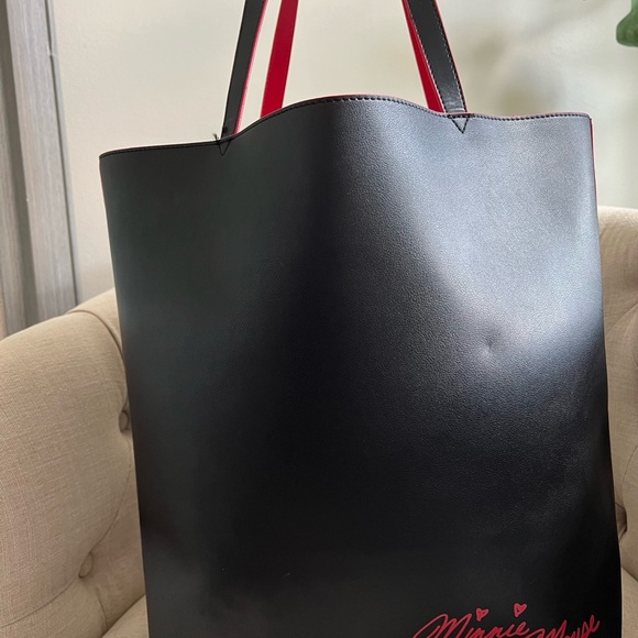 Faux Leather Disney Parks Exclusive Tote Bag Minnie Mouse bow - Picture 3 of 5